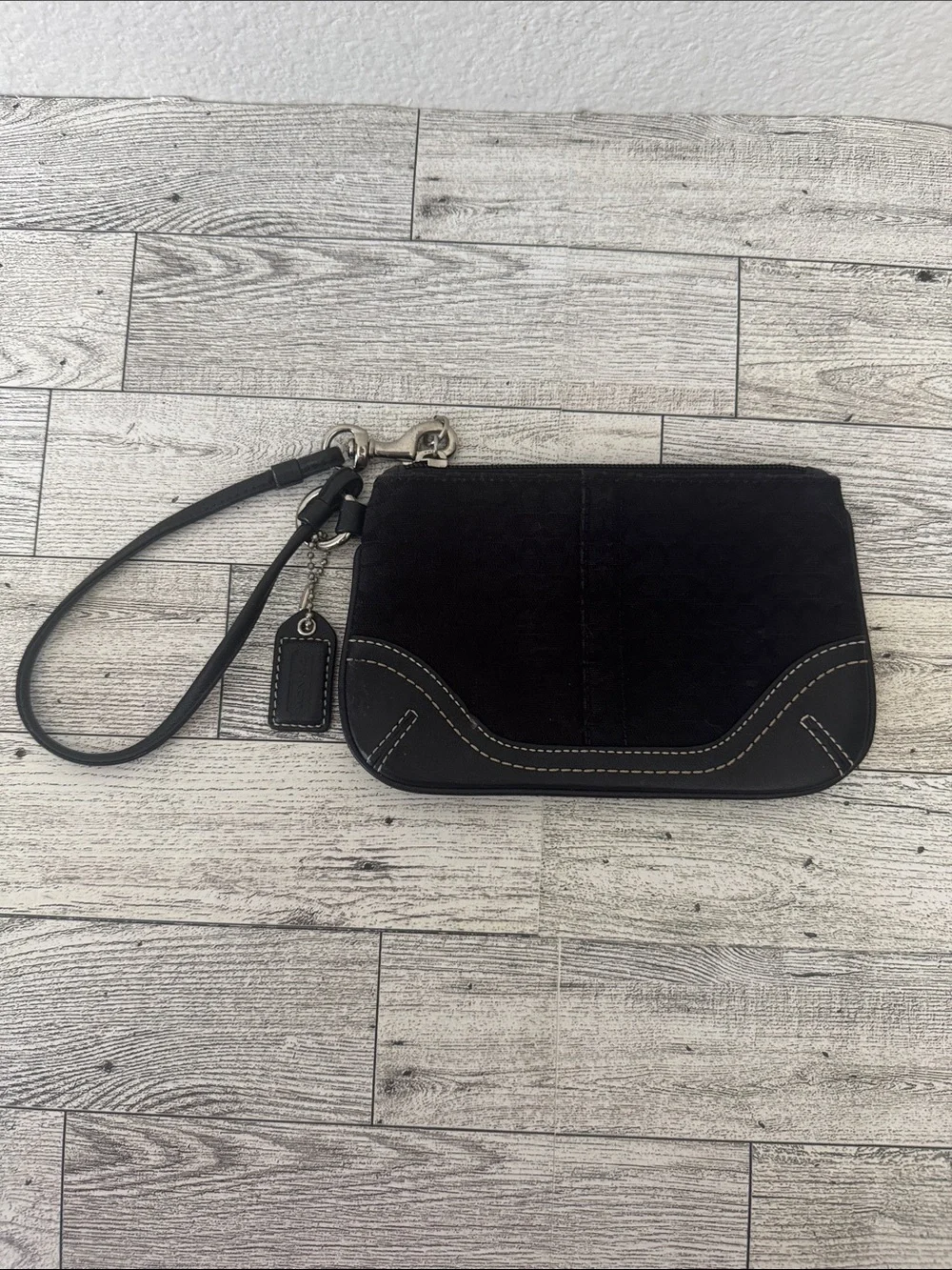 Coach Black Canvas &Leather Wristlet